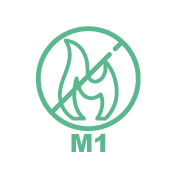 Pictogram designating the M1 certification, fireproof standard for fireproof textiles
