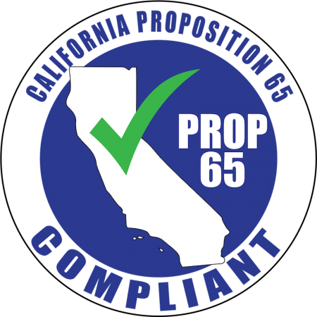 Logo for compliance with California Proposition 65, a label that certifies freedom from unhealthy substances